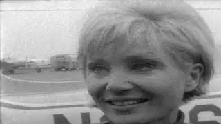 HD Historic Archival Stock Footage Actress Susan Oliver Flys Solo From New York to Moscow 1967