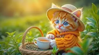 Ta-da! Harvest Tea Leaves and End in a Cozy Sip 🍵 Yoyo Cat Animation
