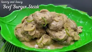 Beef Burger Steak with Mushroom Gravy