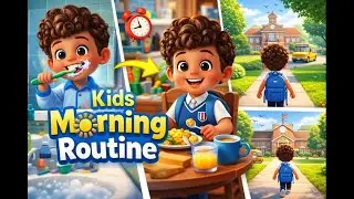 Kids Morning Routine 🌞 Brush Teeth, Breakfast & Go to School | Fun Cartoon for Children