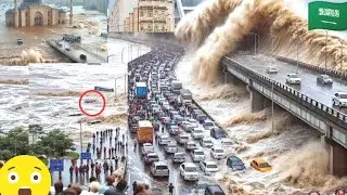 لحظات رعب طوفان كالجبال يغرق جازان كامل ! وانهيار مرعب وجرف عشرات السيارات 