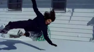 Jumping off Trampoline into a Pile of Snow