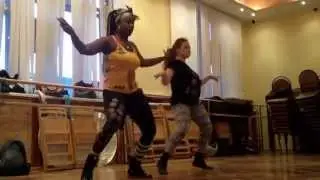 Female Dancehall choreo by Shelly Xpressionz involving JuliYago