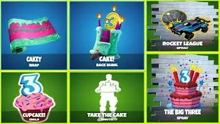 *NEW* Fortnite 3rd Birthday Rewards! Birthday Cake Back Bling,Take The Cake Emote & FREE RL Rewards