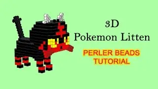 3D Pokemon Sun Moon Litten Hama Beads Perler Photopearls tutorial