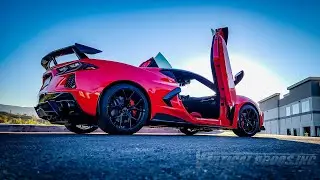 C8 Corvette with Lambo Doors Kit installed by Vertical Doors Inc We Manufacture and do Installations