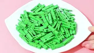 100pcs Mini Green Wooden Utility Paper Clips and Clothespins