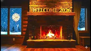 New Year Fireplace Ambience 🔥 Cozy Night with Relaxing Piano Music for Sleep & Study