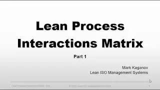 Lean ISO - Process Interaction Matrix Part 1