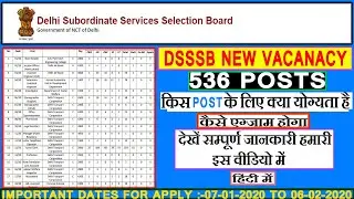 DSSSB New Vacancy 2020 CLERK & VARIOUS POSTS (12TH,BA,DIPLOMA)(dsssb upcoming vacancy 2020)