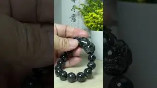 Pixiu Bracelet, Real Black Jade Beaded with Lucky Carving Piyao Charm BB023 #jade #jadeite #pixiu