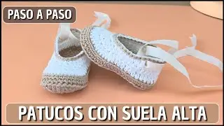 Patucos BÁSICOS con Suela Alta | de 0 a 3 meses | Aprende a tejer una suela fácil paso a paso🩰