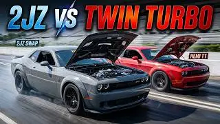 2JZ Hellcat vs Twin Turbo Hellcat 65mph Roll Start  @ Pocono Raceway, PA