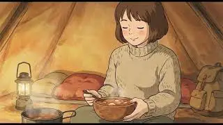 Solo Camping in a Snowstorm 🌨️ Ghibli Style Ambience & White Noise