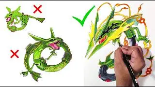 How To Draw Pokémon Mega Rayquaza - Step-by-Step Drawing Tutorial | Watercolor Art