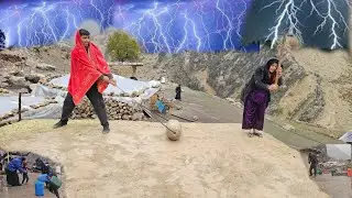 Title: Mountain Deluge: Nomad Father Fights Raging Flood to Save His Family Home!