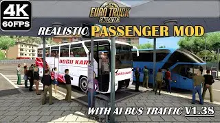 ETS2 REALISTIC PASSENGER MOD 1.38 | BUS🚌 CAREER MODE | With AI Bus Traffic Inside Terminal