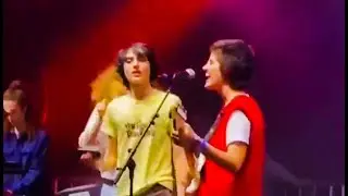 Finn Wolfhard singing with lunar vacation at ShakyKneesFest