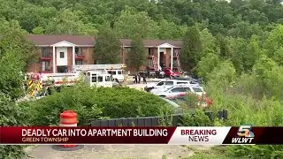 At least 1 dead after car crashes into apartment building in Green Township, officials say