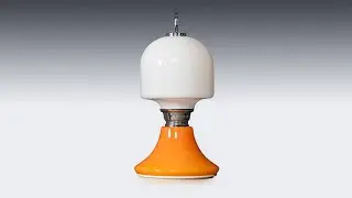 VINTAGE 20thC ITALIAN WHITE & ORANGE GLASS TABLE LAMP c.1970