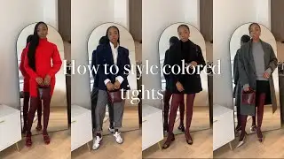 HOW TO STYLE: COLORED TIGHTS 8 WAYS | BURGUNDY TIGHTS STYLING