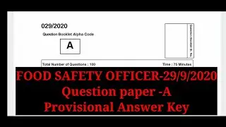 FSO-2020 Provisional answer key Code A