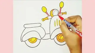 Easy Scooter drawing , coloring and painting for kids | How to draw easy scooter | #scooterdrawing
