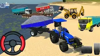 Load Bori into a JCB Tractor Trolley challenge Dumper Truck and Lorry Truck Loading Bori in Game