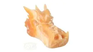Calciet drakenschedel 969 gram - Oranje Calciet Draak - Drakenschedel