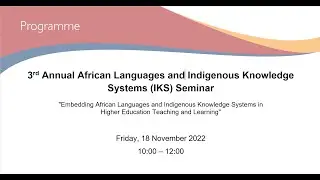 3rd Annual African Languages and Indigenous Knowledge Systems (IKS) Seminar