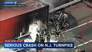 Serious crash shuts down part of the New Jersey Turnpike in East Windsor Twp., Mercer County