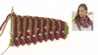How to knit the shawl with stripes and picot edge in DROPS 178-18
