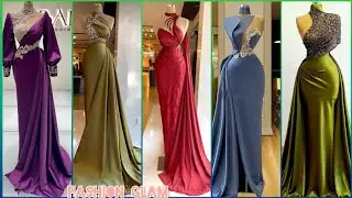 Elegant Beads Sequins Work Silk Satin Mermaid Evening Gowns/Slim Pleated Long Prom Dress