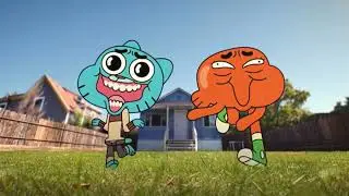 Gumball and Darwin running like titans