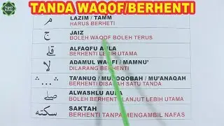 TANDA WAQOF / BERHENTI YANG SERING DI JUMPAI PADA ALQURAN - METODE CEPAT MEMBACA ALQUR'AN