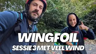 WINGFOIL session 3 on the water now with strong wind and 3D printed fin, steering is starting to ...