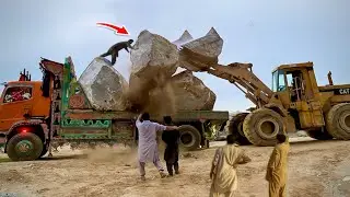 From Mountain Quarry to Factory | Incredible Marble Loading & Cutting