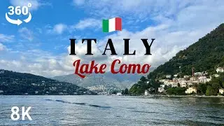Lake Como: A Short Walk Near Como Lago Station | 360 Video 8K | Walking Tour Como Italy