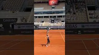 Sabalenka trick shot - Roland Garros. Practice session on court Philippe Chatrier during French Open