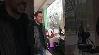 Actor Ralf Little visits Stirling Eco electric motorcycle showroom for the first time!