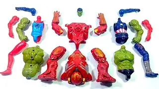 ASSEMBLE SUPERHERO TOYS..HULK BUSTER vs SPIDER HODHI vs CAPTAIN AMERICA vs HULK SMASH.. 