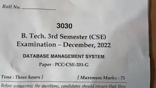 MDU | DBMS | 3rd sem dec 2022 database management system #mdu #dbms