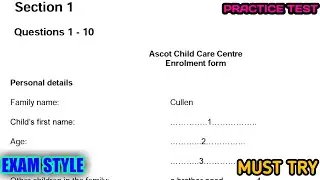 Ascot Child Care Centre Enrollment Form Idp Ielts listening  || MUST TRY || TARGET 8 BAND ||