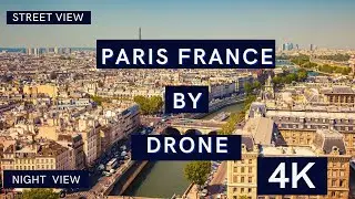 Paris, France 2021 by Drone [4K] - Lifestyle - Rain - City - Footage - Street - Night