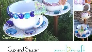 How to Make a Cup and Saucer Flower Garden Art by Candace Jedrowicz