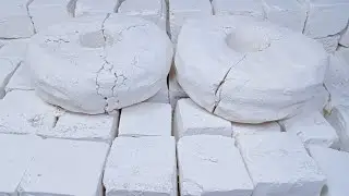 Two big donut white Soft gymchalk blocks crispy | crunchy | relaxing | oddly satisfying | ASMR