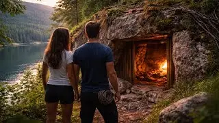 Building a Secret Room Inside a Giant Rock Above the Lake | Silent ASMR Shelter