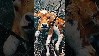 Mother's Love: Cow Saves Her Calf from Danger #shorts #ai #cow #animals