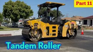 CAT&reg; Tandem Roller (ROAD ROLLER) in Action (Part 11/11) ~ Compacting Asphalt Pavement