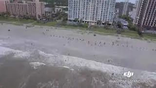 GREAT WHITE SHARK SITING IN MYRTLE BEACH! (CAUGHT ON DRONE)
